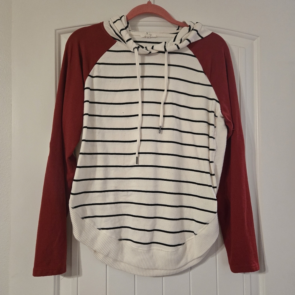 Maurices Striped Red and White Women's Hoodie